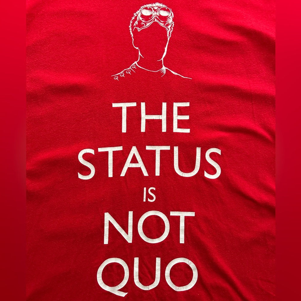 Doctor Horrible Red Graphic Tee. The Status Is Not Quo. Size Ladies XL